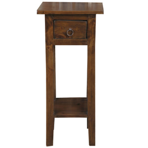 Sunset Trading Cottage Narrow Side End Table | Java Brown Solid Wood | Fully Assembled Small Nightstand