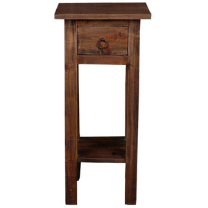 Sunset Trading Cottage Narrow Side End Table | Raftwood Brown Solid Wood | Fully Assembled Small Nightstand