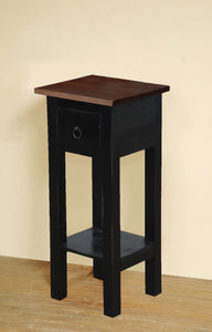 Sunset Trading Cottage Narrow Side End Table | Antique Black/Raftwood Solid Wood | Fully Assembled Small Nightstand
