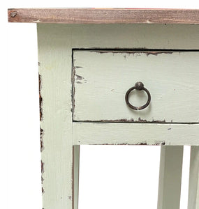 Sunset Trading Cottage Narrow Side Table | Distressed Bahama/Natural Limewash Solid Wood | Fully Assembled Small Nightstand