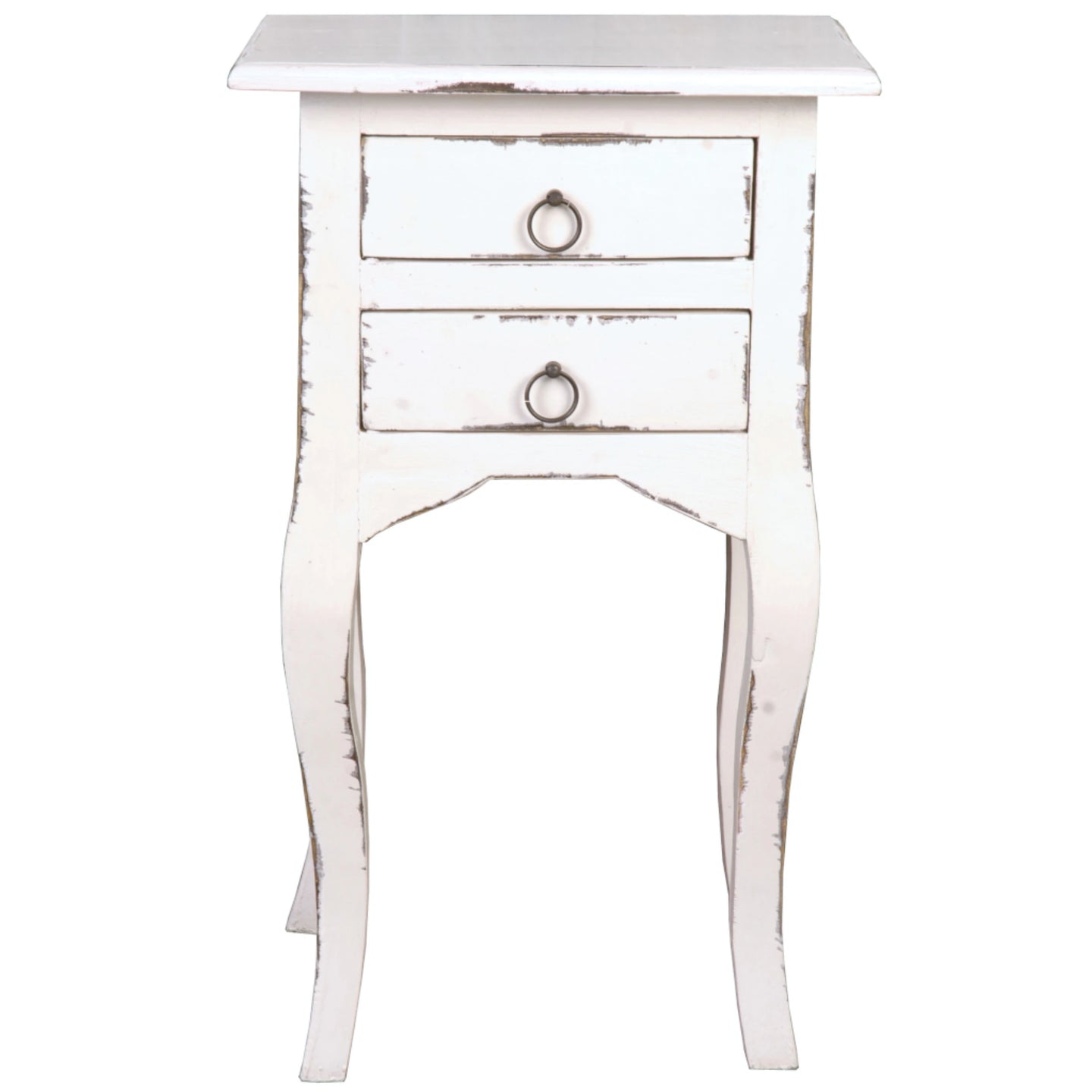Sunset Trading Cottage Side End Table | Distressed White Solid Wood | Fully Assembled