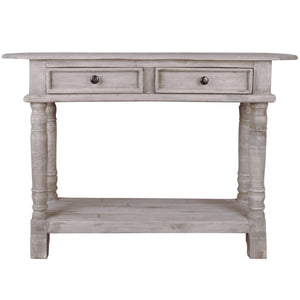 Sunset Trading Cottage Console Table | Natural Limewash Solid Wood | Fully Assembled Sideboard