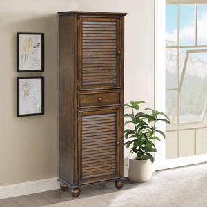 Sunset Trading Bahama Shutter Wood Tall Cabinet | Doors Storage Drawer Kitchen Pantry | Fully Assembled Bedroom, Entryway Dining, Living Room Furniture