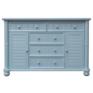 Sunset Trading Cool Breeze Bedroom Dresser | 5 Drawers 2 Storage Cabinets | Beach Blue | Fully Assembled