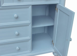 Sunset Trading Cool Breeze Bedroom Dresser | 5 Drawers 2 Storage Cabinets | Beach Blue | Fully Assembled