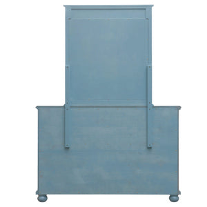 Sunset Trading Cool Breeze Dresser and Mirror | 5 Drawers | 2 Cabinets | Beach Blue | Fully Assembled