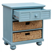 Load image into Gallery viewer, Sunset Trading Cool Breeze Nightstand | 2 Shelf Baskets Drawer | End Table | Beach Blue | Fully Assembled