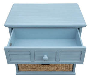Sunset Trading Cool Breeze Nightstand | 2 Shelf Baskets Drawer | End Table | Beach Blue | Fully Assembled