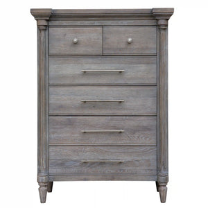 Sunset Trading Fawn Gray 6 Drawer Bedroom Chest| Light Grey Solid Acacia Wood | Fully Assembled