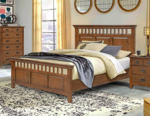 Sunset Trading Mission Bay Queen Bed | Amish Brown Solid Wood | Panel Headboard and Footboard