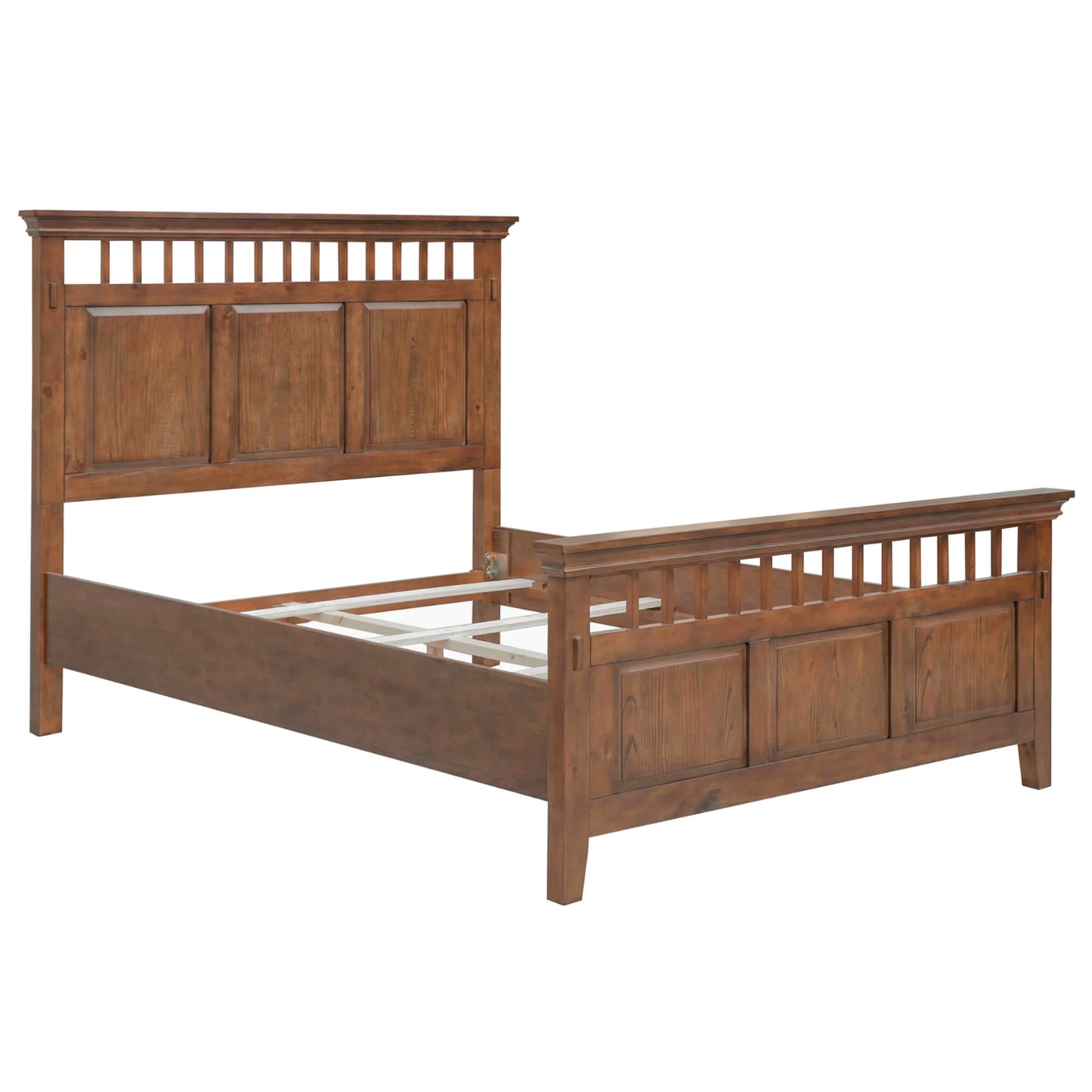 Sunset Trading Mission Bay King Bed | Amish Brown Solid Wood | Panel Headboard and Footboard | Master Bedroom Furniture