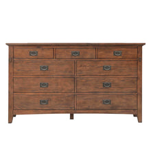 Load image into Gallery viewer, Sunset Trading Mission Bay 9 Drawer Double Bedroom Dresser | Amish Brown Solid Wood | Fully Assembled Furniture