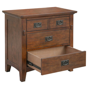 Sunset Trading Mission Bay 3 Drawer Nightstand | Amish Brown Solid Wood | Fully Assembled End Side Table