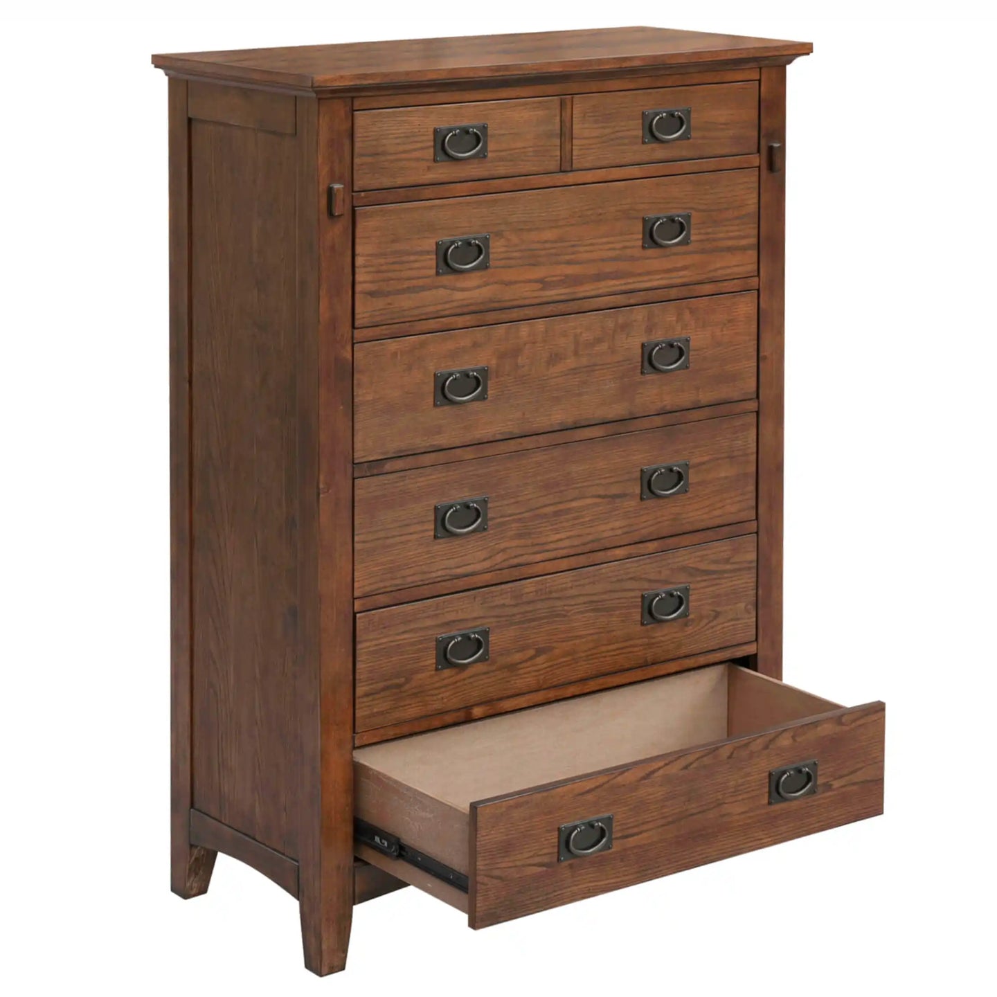 Sunset Trading Mission Bay 6 Drawer Bedroom Chest | Amish Brown Solid Wood | Fully Assembled Vertical Dresser