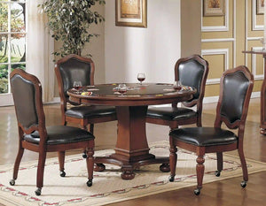 Sunset Trading Bellagio 48" Round Dining and Poker Table | Reversible Game Top | Brown Cherry Wood | Seats 6