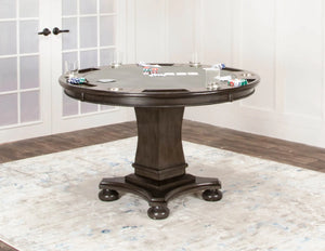 Sunset Trading 48" Round Vegas Dining and Poker Table | Reversible Game Top | Gray Wood
