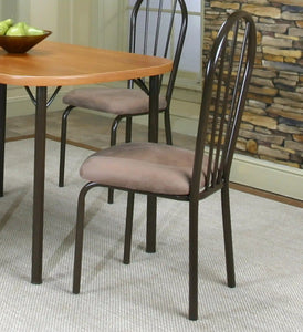 Sunset Trading Linen Dining Chair | Set of 2 | Padded Seat | Brown Metal