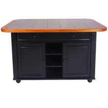 Load image into Gallery viewer, Sunset Trading 3 Piece Antique Black Kitchen Island Set | Gray Tile Top