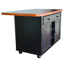 Load image into Gallery viewer, Sunset Trading Antique Black Kitchen Island | Cherry Trim and Gray Tile Top