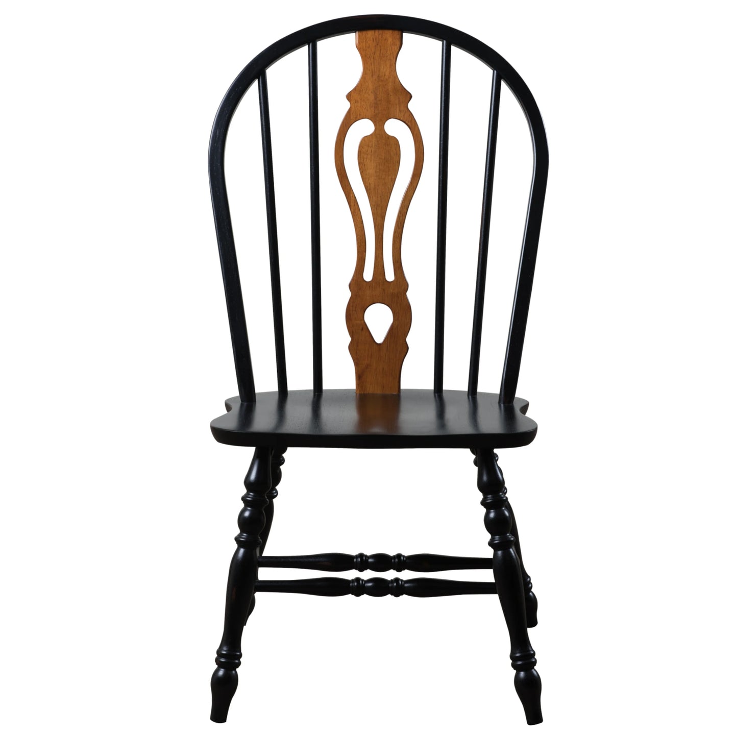 Sunset Trading Black Cherry Selections Keyhole Windsor Dining Chair | Antique Black | Set of 2