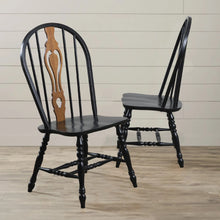Load image into Gallery viewer, Sunset Trading Black Cherry Selections Keyhole Windsor Dining Chair | Antique Black | Set of 2