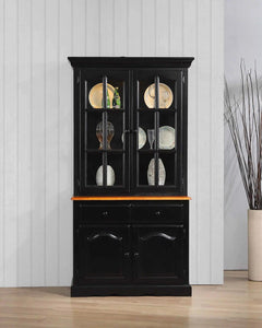 Sunset Trading Black Cherry Selections Keepsake Buffet and Lighted Hutch | Antique Black and Cherry