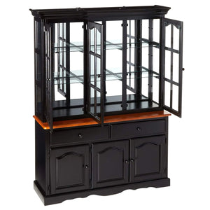 Sunset Trading Black Cherry Selections Treasure Buffet and Lighted Hutch | Antique Black and Cherry