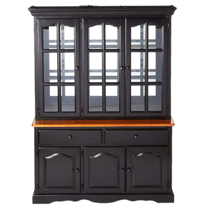 Sunset Trading Black Cherry Selections Treasure Buffet and Lighted Hutch | Antique Black and Cherry