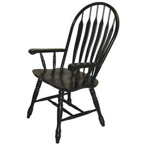 Sunset Trading Black Cherry Selections Comfort Dining Chair with Arms | Antique Black Armchair