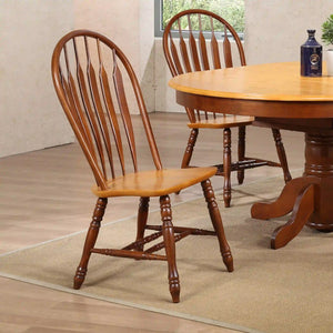 Sunset Trading Oak Selections Comfort Back Dining Chair | Nutmeg Brown and Light Oak | Set of 2
