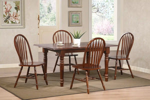 Sunset Trading Andrews Windsor Arrowback Dining Chair | Chestnut Brown Solid Wood | Set of 2 Fully Assembled Sidechairs