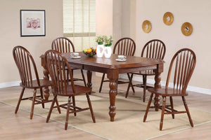 Sunset Trading Andrews Windsor Arrowback Dining Chair | Chestnut Brown Solid Wood | Set of 2 Fully Assembled Sidechairs
