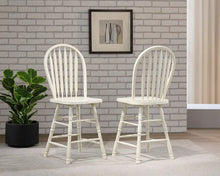 Load image into Gallery viewer, Sunset Trading Andrews Arrowback Windsor 24&quot; Barstool | Antique White Solid Wood Counter Height Stool | Set of 2