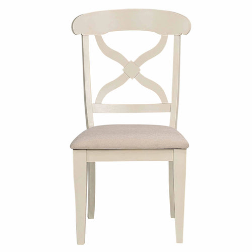 Sunset Trading Andrews Dining Chair | Antique White with  Chestnut Brown Seat | Set of 2