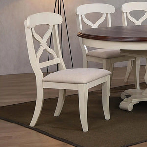 Sunset Trading Andrews Dining Chair | Antique White with  Chestnut Brown Seat | Set of 2