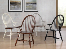Load image into Gallery viewer, Sunset Trading Andrews Windsor Dining Chair with Arms | Antique White and Chestnut Brown