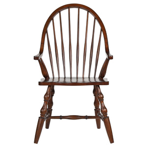 Sunset Trading Andrews Windsor Dining Chair with Arms | Distressed Chestnut Brown| Seat
