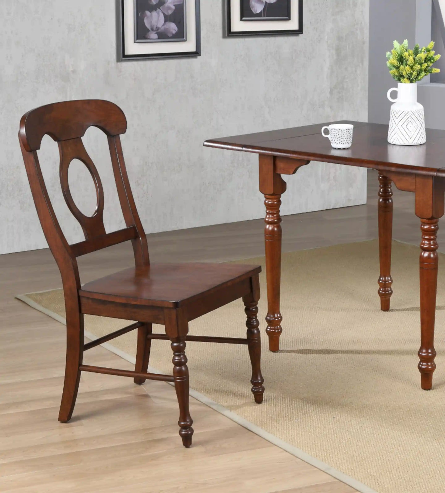 Sunset Trading Andrews Napoleon Dining Chair | Chestnut Brown | Set of 2
