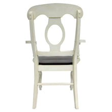 Load image into Gallery viewer, Sunset Trading Andrews Napoleon Dining Chair with Arms | Antique White with Chestnut Brown Seat | Set of 2