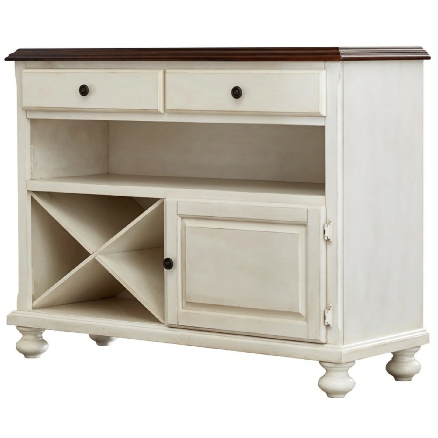 Sunset Trading Andrews Server | Antique White with Chestnut Brown Top