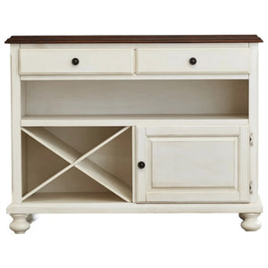 Sunset Trading Andrews Server | Antique White with Chestnut Brown Top