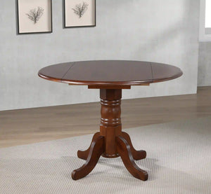 Sunset Trading Andrews 42" Round Extendable Drop Leaf Dining Table | Chestnut Brown | Seats 4