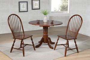 Sunset Trading Andrews 42" Round Extendable Drop Leaf Dining Table | Chestnut Brown | Seats 4