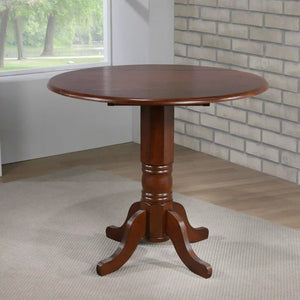 Sunset Trading Andrews 42" Round Extendable Drop Leaf Pub Table | Chestnut Brown | Seats 4