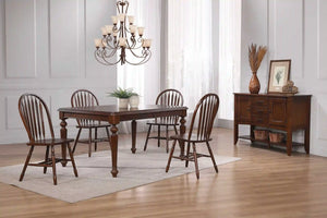 Sunset Trading Andrews 6 Piece 76" Rectangular Extendable Dining Set | Butterfly Leaf Table | Sideboard with Large Display Shelf 3 Drawers 2 Storage Cabinets | Chestnut Brown | Seats 8