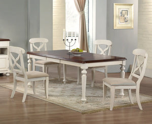 Sunset Trading Andrews 5 Piece 76" Rectangular Butterfly Extendable Dining Set | Antique White and Chestnut Brown | Seats 8