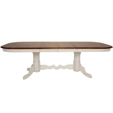 Load image into Gallery viewer, Sunset Trading Andrews 96&quot; Oval Double Pedestal Extendable Butterfly Leaf Dining Table | Antique White and Chestnut Brown | Seats 10