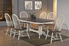 Load image into Gallery viewer, Sunset Trading Andrews 7 Piece 96&quot; Oval Double Pedestal Extendable Dining Set | Butterfly Leaf Table | Antique White and Chestnut Brown | Seats 10