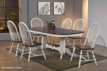Load image into Gallery viewer, Sunset Trading Andrews 9 Piece 96&quot; Oval Double Pedestal Extendable Dining Set | Butterfly Leaf Table | Antique White Chestnut Brown | Seats 10