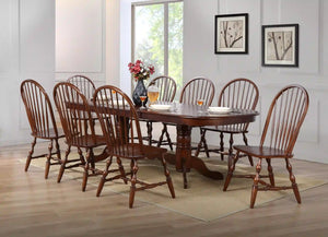 Sunset Trading Andrews 9 Piece 96" Oval Double Pedestal Extendable Dining Set | Butterfly Leaf Table | Chestnut Brown | Seats 10